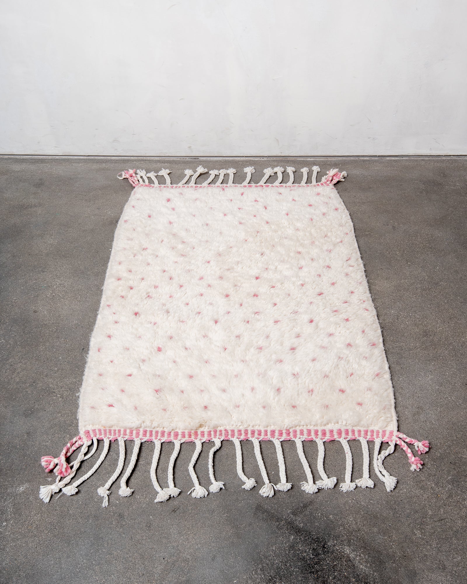 Modern, designer, handcrafted Berber rug from Morocco. Beniourain carpet with beautiful colours and patterns and fluffy wool texture.